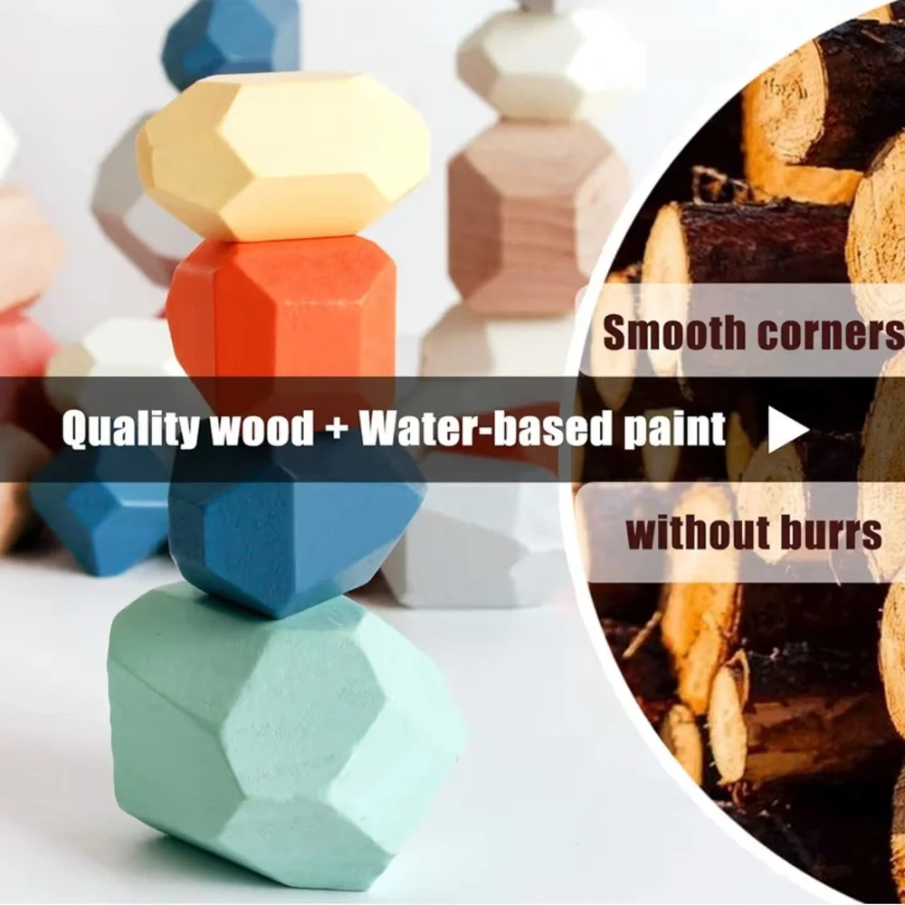 Sorting stacking rocks, wooden 36 pcs - Picture 8 of 10